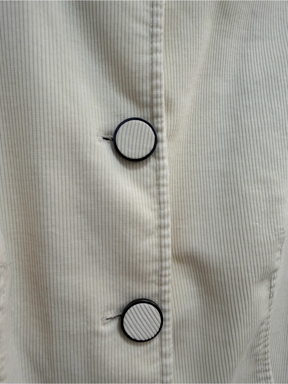 Talbots Vintage Style Ivory Corduroy Button Front Jacket Blue Damask Lining Sz 8 - Picture 3 of 11